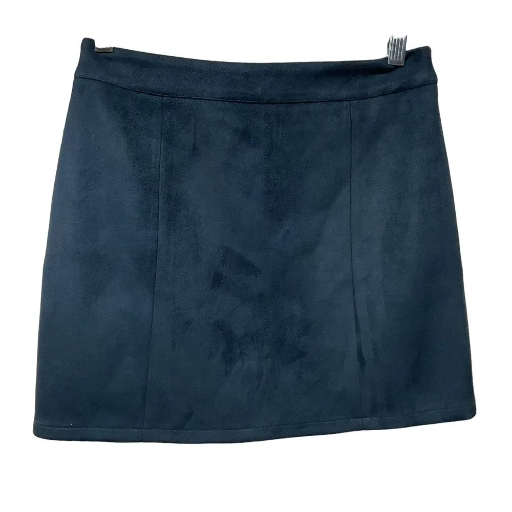 Hyfve Women's Zip‎ Up A-Line Mini Skirt Navy Blue Size M Rise Casual Chic
